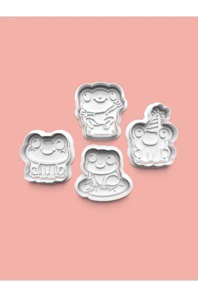 Kurbağa Figürü Kurabiye Kalıbı Ve Şeker Hamuru Kalıbı 4'lü Set ürün görseli
