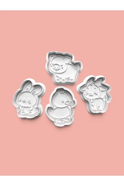 Minik Hayvanlar Kurabiye Kalıbı Ve Şeker Hamuru Kalıbı 4'lü Set ürün görseli