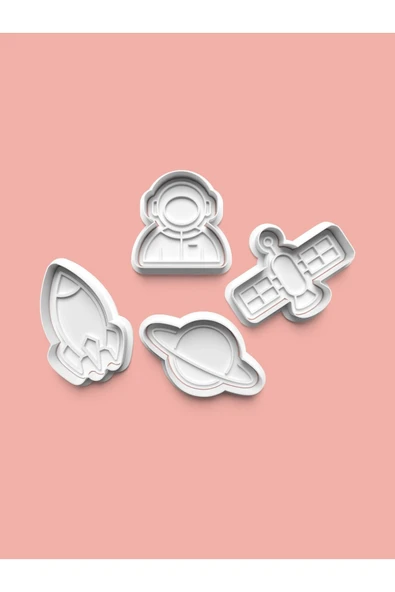 Uzay Kurabiye Kalıbı Ve Şeker Hamuru Kalıbı 4'lü Set ürün görseli