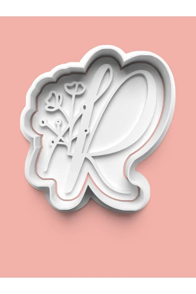 Çiçek Desenli R Harfi Kurabiye Kalıbı Ve Şeker Hamuru Kalıbı ürün görseli