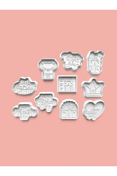 Babalar Günü Kurabiye Kalıbı Ve Şeker Hamuru Kalıbı 10'lu Set ürün görseli