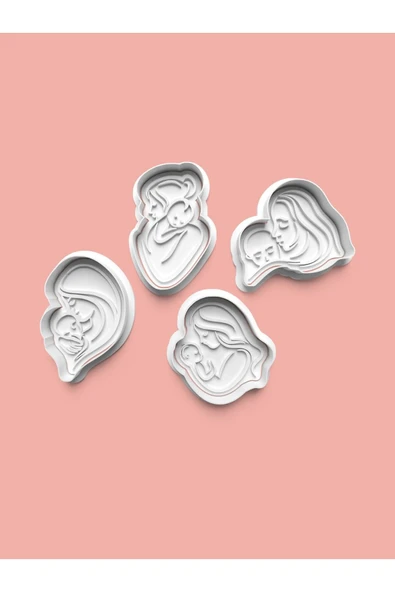Anne Ve Bebeği Kurabiye Kalıbı Ve Şeker Hamuru Kalıbı 4'lü Set ürün görseli