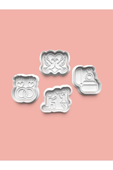 Nişan Kurabiye Kalıbı Ve Şeker Hamuru Kalıbı 4'lü Set ürün görseli