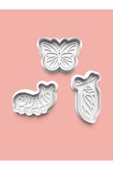 Kelebek Döngüsü Kurabiye Kalıbı Ve Şeker Hamuru Kalıbı 3'lü Set ürün görseli