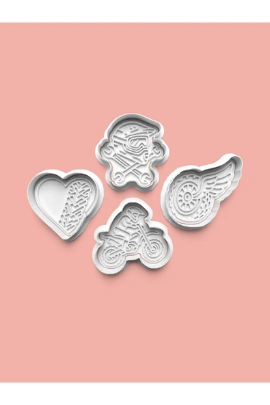 Arazi Yarışı Kurabiye Kalıbı Ve Şeker Hamuru Kalıbı 4'lü Set ürün görseli