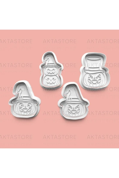 Şapkalı Kabak Kurabiye Kalıbı Ve Şeker Hamuru Kalıbı 4'lü Set ürün görseli