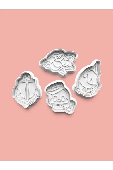 Tattoo Kurabiye Kalıbı Ve Şeker Hamuru Kalıbı 4'lü Set ürün görseli