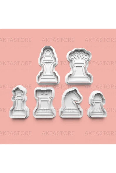 Satranç Seti Kurabiye Kalıbı Ve Şeker Hamuru Kalıbı 6'lı Set ürün görseli