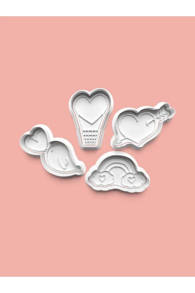 Sevgililer Günü Kurabiye Kalıbı Ve Şeker Hamuru Kalıbı 4'lü Set ürün görseli
