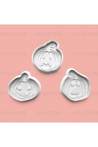 Kabak Figürü Kurabiye Kalıbı Ve Şeker Hamuru Kalıbı 3'lü Set ürün görseli