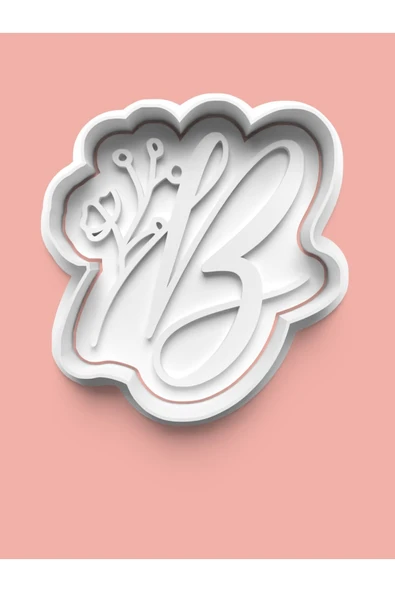 Çiçek Desenli B Harfi Kurabiye Kalıbı Ve Şeker Hamuru Kalıbı ürün görseli