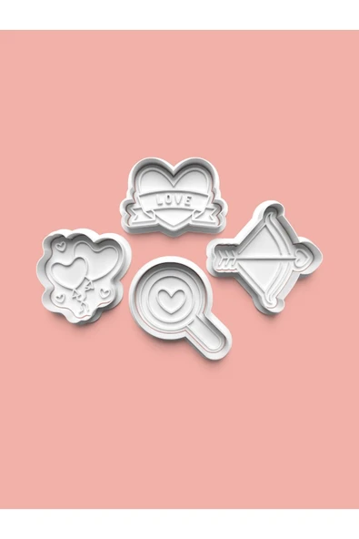 Aşk Kurabiye Kalıbı Ve Şeker Hamuru Kalıbı 4'lü Set ürün görseli