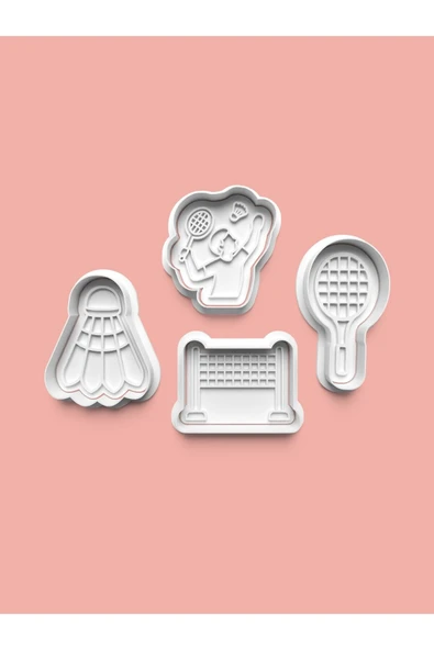 Badminton Kurabiye Kalıbı Ve Şeker Hamuru Kalıbı 4'lü Set ürün görseli