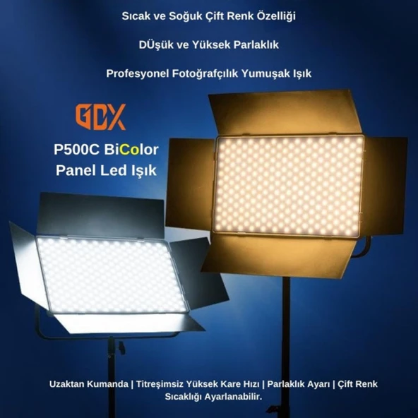 Gdx P500C Bicolor Profesyonel İkili LED Panel Video ve Fotoğraf Stüdyo Işık Seti - 6