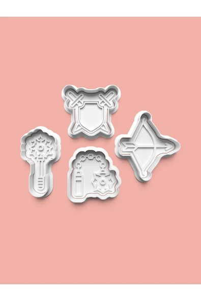 Ortaçağ Silahları Kurabiye Kalıbı Ve Şeker Hamuru Kalıbı 4'lü Set ürün görseli