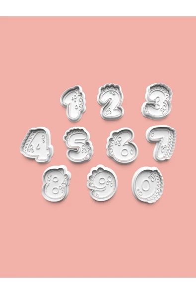 Numaralar Tüm Set Dinozor Figürlü Kurabiye Kalıbı Ve Şeker Hamuru Kalıbı - Tüm Rakamlar ürün görseli