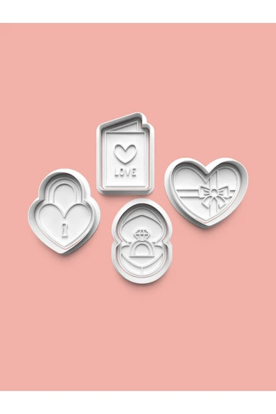 Love Kurabiye Kalıbı Ve Şeker Hamuru Kalıbı 4'lü Set ürün görseli
