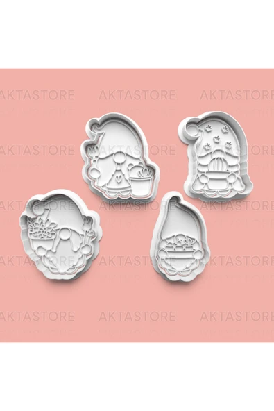 Bitki Besleyen Cüce Kurabiye Kalıbı Ve Şeker Hamuru Kalıbı 4'lü Set ürün görseli