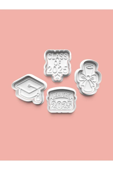 Mezuniyet Kurabiye Kalıbı Ve Şeker Hamuru Kalıbı 4'lü Set ürün görseli