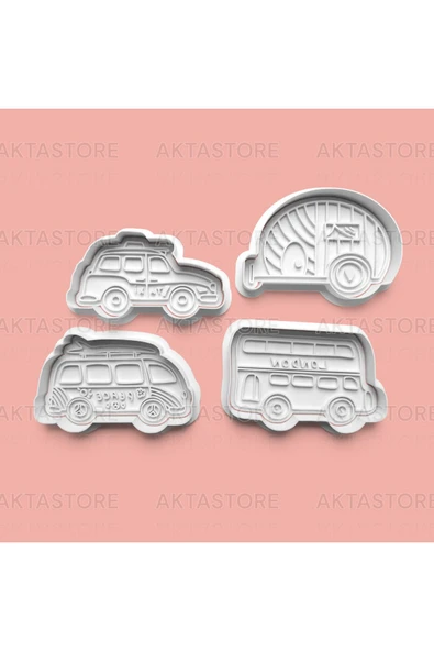 Araçlar Kurabiye Kalıbı Ve Şeker Hamuru Kalıbı 4'lü Set ürün görseli