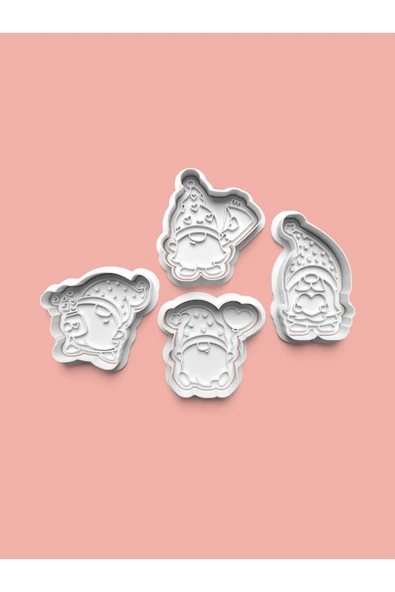 Sevgililer Günü Cüceleri Kurabiye Kalıbı Ve Şeker Hamuru Kalıbı 4'lü Set ürün görseli