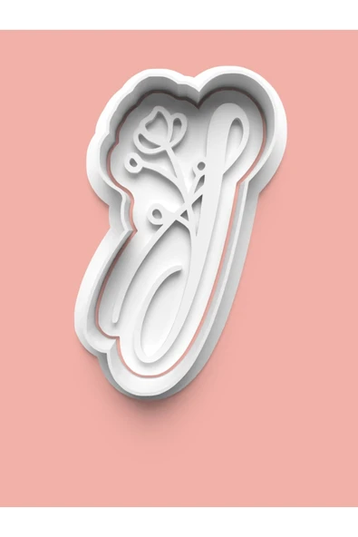 Çiçek Desenli I Harfi Kurabiye Kalıbı Ve Şeker Hamuru Kalıbı ürün görseli