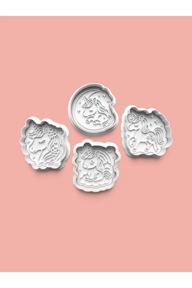 Unicorn Kurabiye Kalıbı Ve Şeker Hamuru Kalıbı 4'lü Set ürün görseli