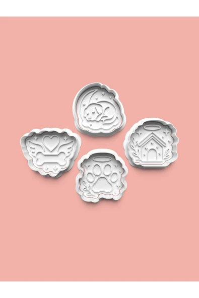 Köpek Teması Kurabiye Kalıbı Ve Şeker Hamuru Kalıbı 4'lü Set ürün görseli
