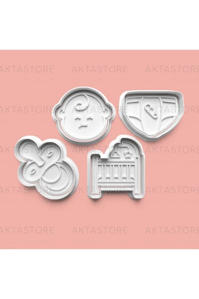 Bebek Figürlü Kurabiye Kalıbı Ve Şeker Hamuru Kalıbı 4'lü Set ürün görseli