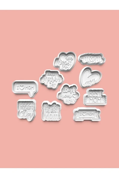 Anneler Günü Kurabiye Kalıbı Ve Şeker Hamuru Kalıbı 10'lu Set ürün görseli