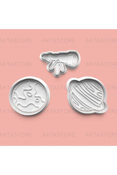 Uzay Bilimi Kurabiye Kalıbı Ve Şeker Hamuru Kalıbı 3'lü Set ürün görseli