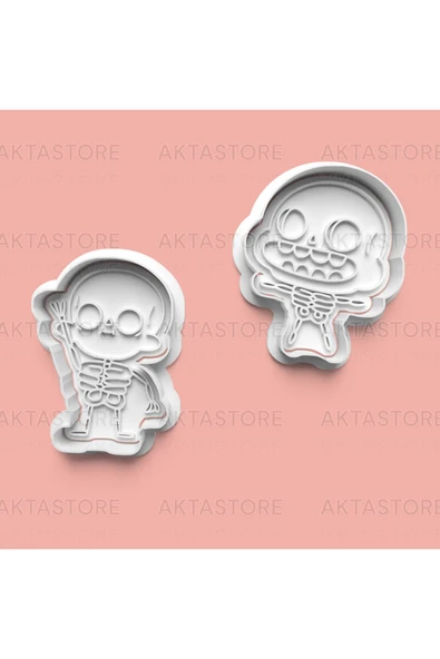 İskelet Figürü Kurabiye Kalıbı Ve Şeker Hamuru Kalıbı 2'li Set ürün görseli