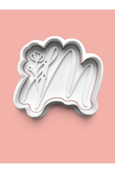 Çiçek Desenli M Harfi Kurabiye Kalıbı Ve Şeker Hamuru Kalıbı ürün görseli