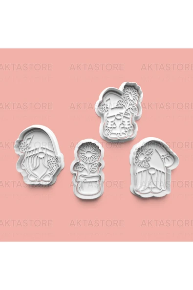 Çiçek Besleyen Cüce Kurabiye Kalıbı Ve Şeker Hamuru Kalıbı 4'lü Set ürün görseli