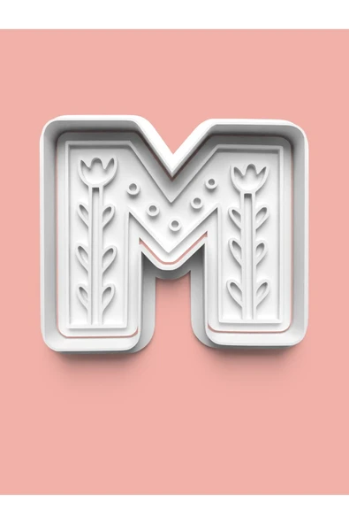 Desenli M Harfi Kurabiye Kalıbı Ve Şeker Hamuru Kalıbı ürün görseli