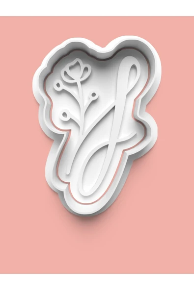Çiçek Desenli J Harfi Kurabiye Kalıbı Ve Şeker Hamuru Kalıbı ürün görseli