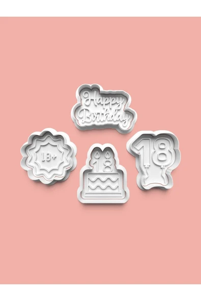 18 Yaş Doğum Günü Kurabiye Kalıbı Ve Şeker Hamuru Kalıbı 4'lü Set ürün görseli