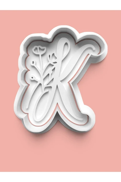 Çiçek Desenli K Harfi Kurabiye Kalıbı Ve Şeker Hamuru Kalıbı ürün görseli