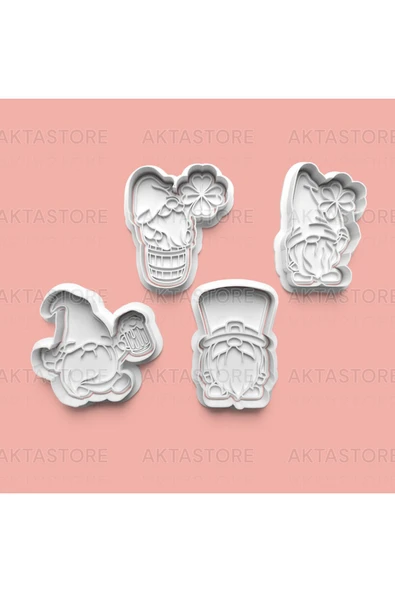 İrlandalı Cüce Figürü Kurabiye Kalıbı Ve Şeker Hamuru Kalıbı 4'lü Set ürün görseli 1