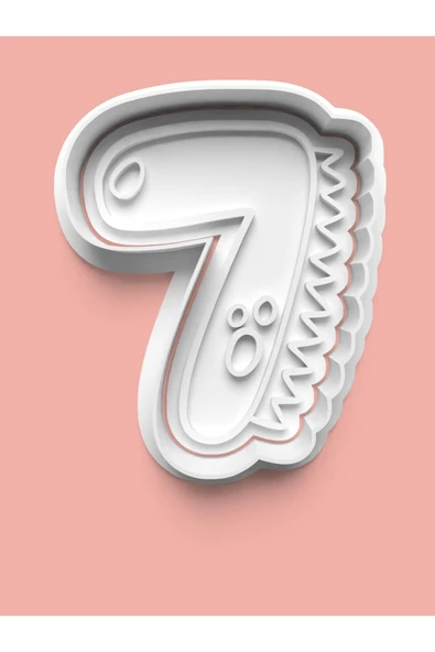 7 Numara Dinozor Figürlü Kurabiye Kalıbı Ve Şeker Hamuru Kalıbı - Yedi Rakamı ürün görseli