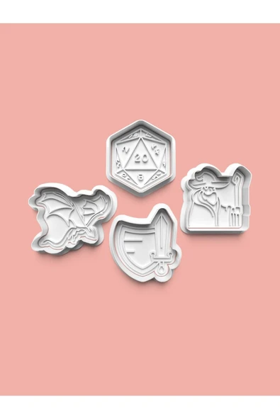 Zindanlar Ve Ejderhalar Kurabiye Kalıbı Ve Şeker Hamuru Kalıbı 4'lü Set ürün görseli