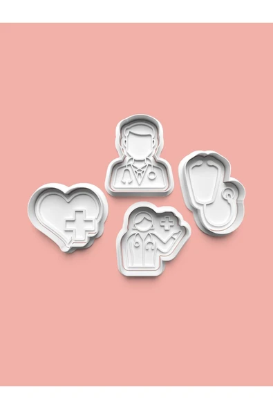 Doktor Kurabiye Kalıbı Ve Şeker Hamuru Kalıbı 4'lü Set ürün görseli