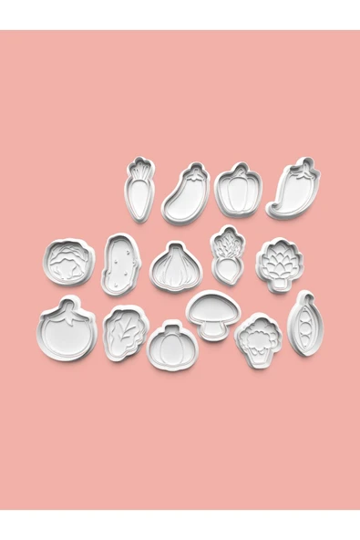 Sebzeler Kurabiye Kalıbı Ve Şeker Hamuru Kalıbı 15'li Set ürün görseli