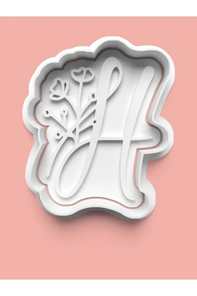 Çiçek Desenli H Harfi Kurabiye Kalıbı Ve Şeker Hamuru Kalıbı ürün görseli