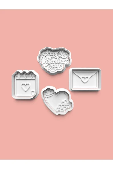 Sevgililer Günü Kurabiye Kalıbı Ve Şeker Hamuru Kalıbı 4'lü Set ürün görseli