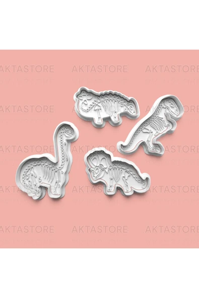 Dinozor Fosili Kurabiye Kalıbı Ve Şeker Hamuru Kalıbı 4'lü Set ürün görseli