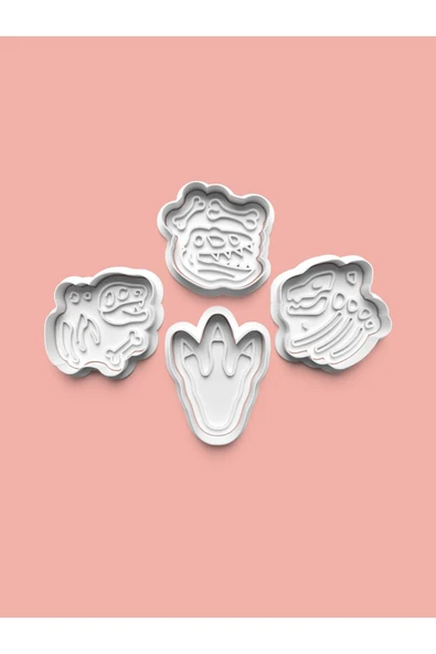 Dinozor Fosili Kalıbı Ve Şeker Hamuru Kalıbı 4'lü Set ürün görseli