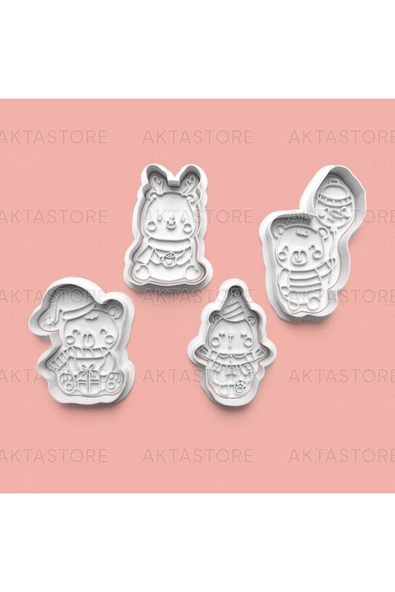 Oyuncak Figürleri Kurabiye Kalıbı Ve Şeker Hamuru Kalıbı 4'lü Set ürün görseli