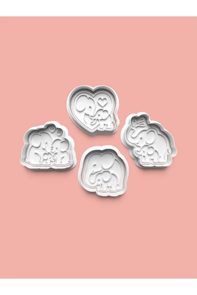 Fil Kurabiye Kalıbı Ve Şeker Hamuru Kalıbı 4'lü Set ürün görseli
