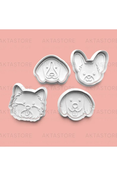 Köpek Türleri Kurabiye Kalıbı Ve Şeker Hamuru Kalıbı 4'lü Set ürün görseli